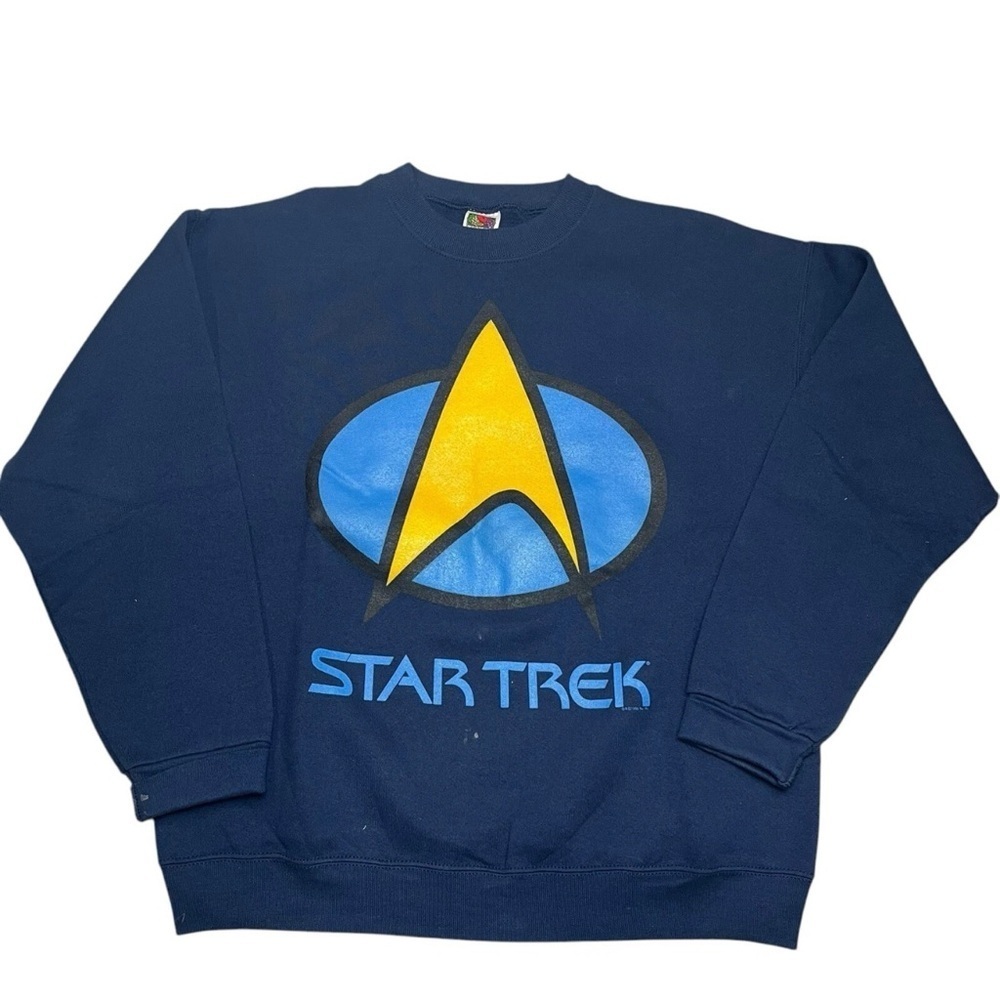 Vintage 90’s Star Trek Navy Blue Crewneck Sweater Men’s Sz L Pull Over